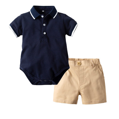 Baby's Cotton Short-sleeved Shorts Set gentleman's Boys' Set