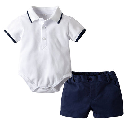 Baby's Cotton Short-sleeved Shorts Set gentleman's Boys' Set