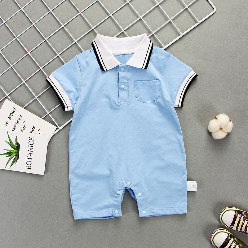 Summer Newborn Baby Hare Cotton 3-6-9 Months Baby Summer Dress 0-1 Years Old Short Sleeve Climbing Wear Lapel Jumpsuit