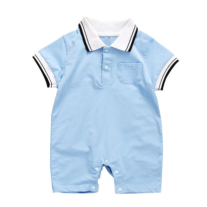 Summer Newborn Baby Hare Cotton 3-6-9 Months Baby Summer Dress 0-1 Years Old Short Sleeve Climbing Wear Lapel Jumpsuit