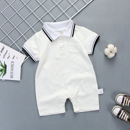 Summer Newborn Baby Hare Cotton 3-6-9 Months Baby Summer Dress 0-1 Years Old Short Sleeve Climbing Wear Lapel Jumpsuit