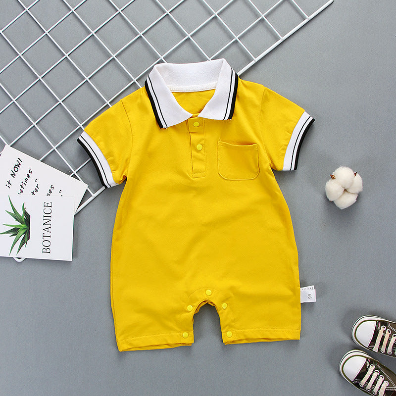 Summer Newborn Baby Hare Cotton 3-6-9 Months Baby Summer Dress 0-1 Years Old Short Sleeve Climbing Wear Lapel Jumpsuit