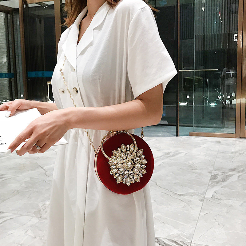 Velvet Diamond Small Round Clutch Bag