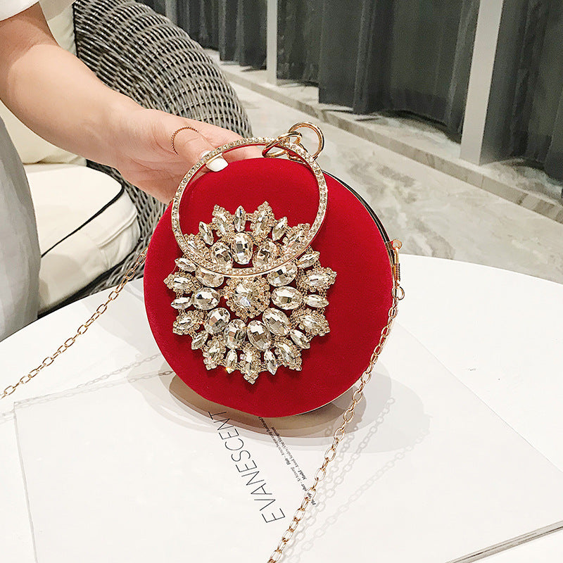 Velvet Diamond Small Round Clutch Bag