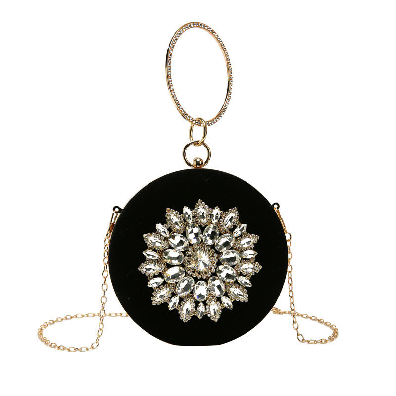 Velvet Diamond Small Round Clutch Bag