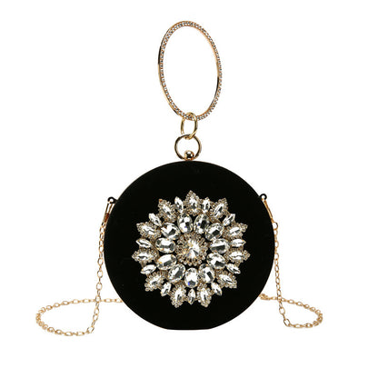 Velvet Diamond Small Round Clutch Bag