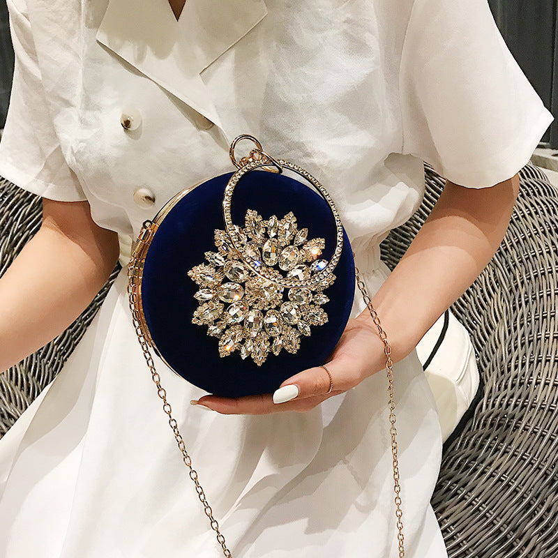 Velvet Diamond Small Round Clutch Bag