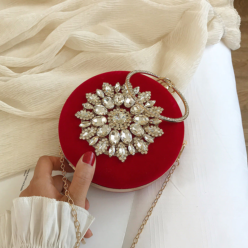 Velvet Diamond Small Round Clutch Bag