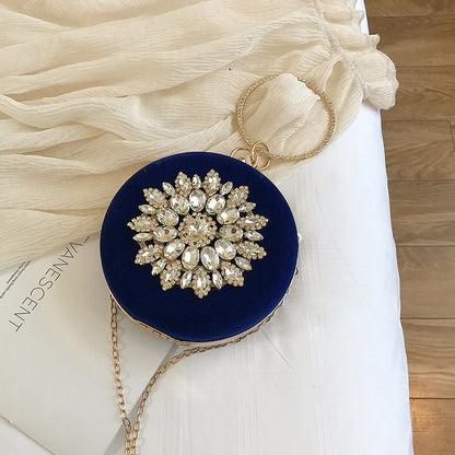 Velvet Diamond Small Round Clutch Bag