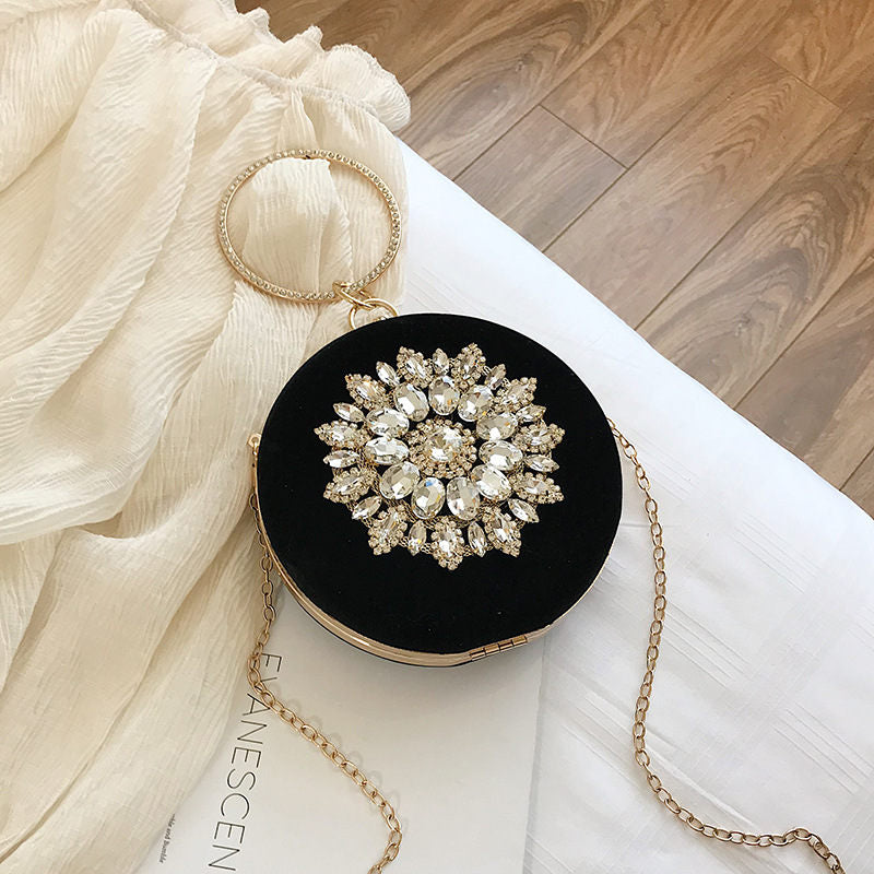 Velvet Diamond Small Round Clutch Bag