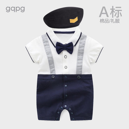 Summer Clothes Baby Short Sleeve Gentleman Jumpsuit