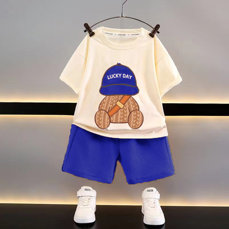 summer Casual Loose Clothes Short Sleeve Waffle Baby