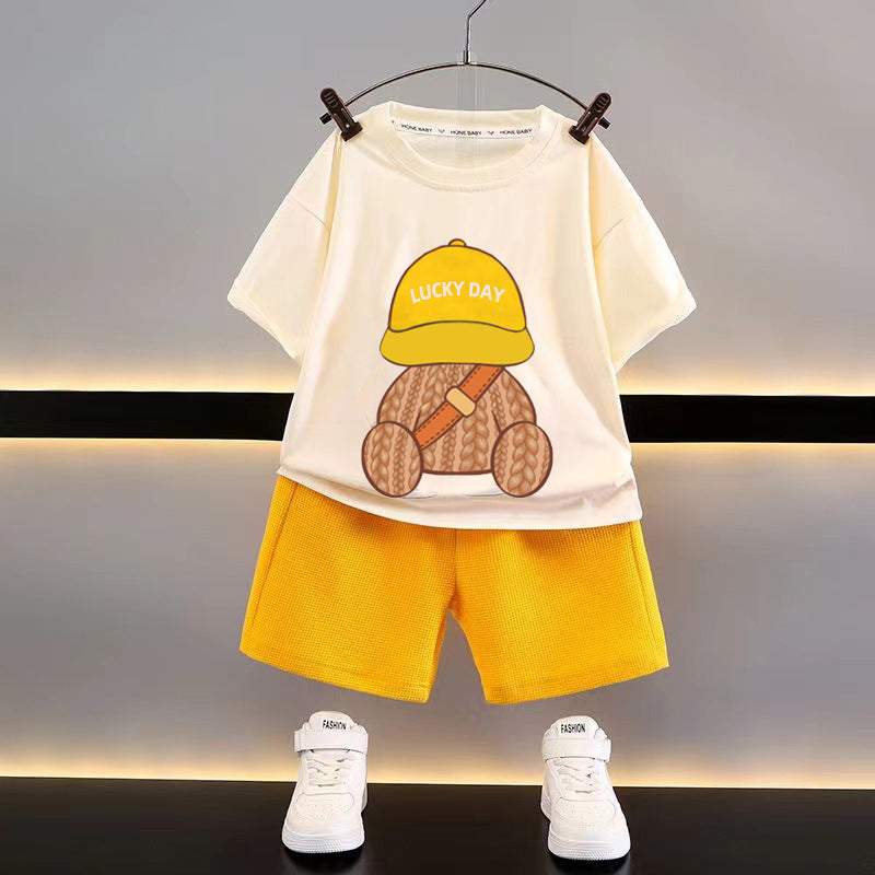 summer Casual Loose Clothes Short Sleeve Waffle Baby