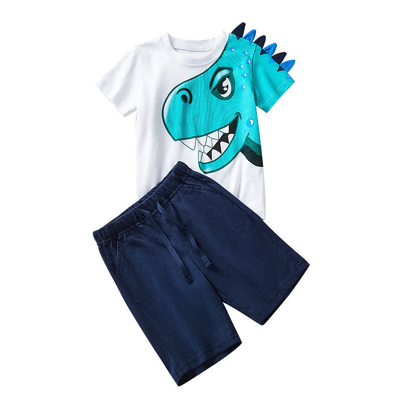 Summer Children's Short Sleeve Dinosaur Pattern Top T-shirt