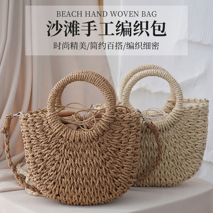 Beach Handmade Semicircle Straw Woven Bag