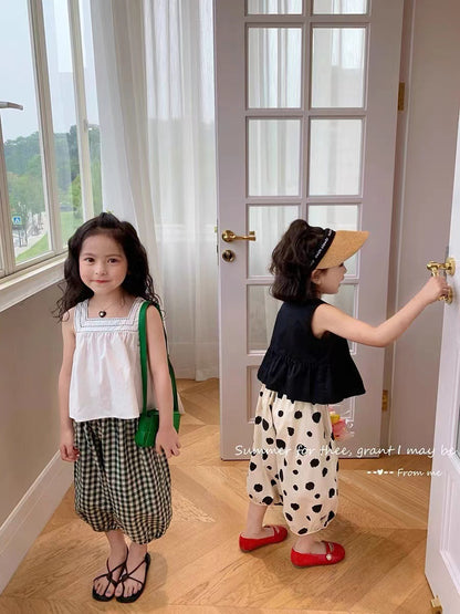 Summer Korean Style Children's Suspenders Suit New Fashionable Children's Bloomers Baby Two-piece Set