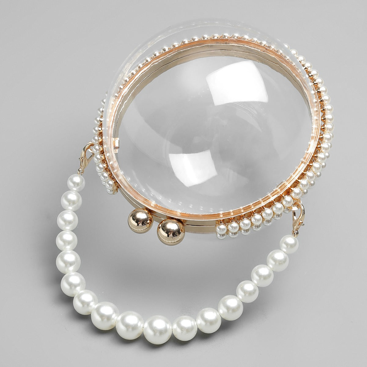 Elegant Transparent Pearl Ring Side Portable Bag