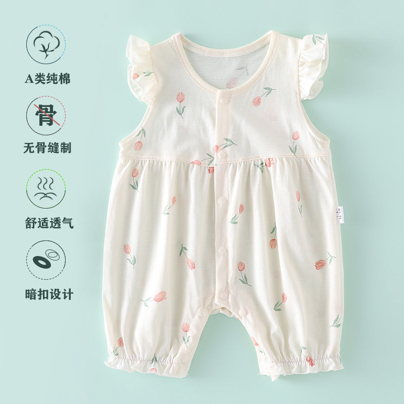 Baby Lace Sleeve Short-sleeved Climbing Suit Summer Clothe