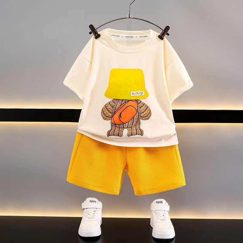 summer Casual Loose Clothes Short Sleeve Waffle Baby