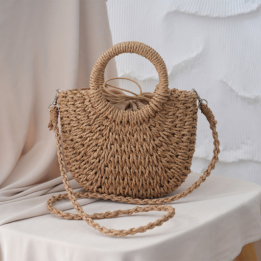 Beach Handmade Semicircle Straw Woven Bag