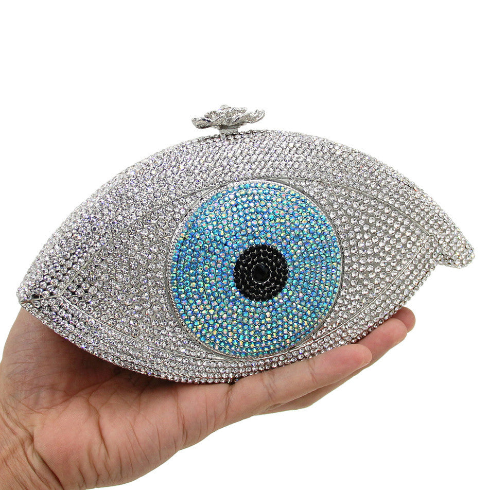 Handmade Rhinestone Devil Eye Crystal Clutch