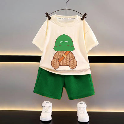 summer Casual Loose Clothes Short Sleeve Waffle Baby