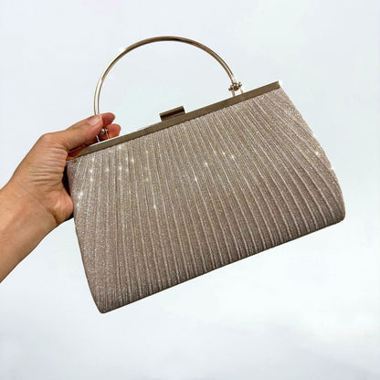 Pleated Shiny Evening Banquet Bag