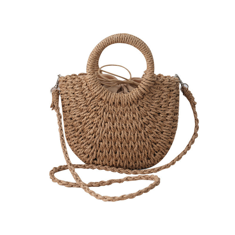 Beach Handmade Semicircle Straw Woven Bag