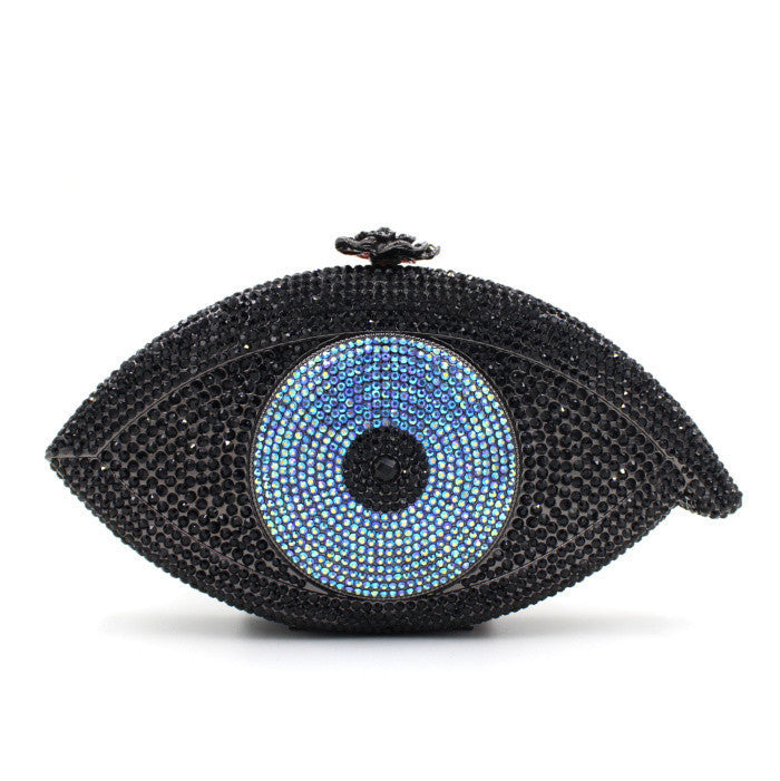 Handmade Rhinestone Devil Eye Crystal Clutch