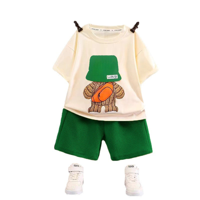 summer Casual Loose Clothes Short Sleeve Waffle Baby