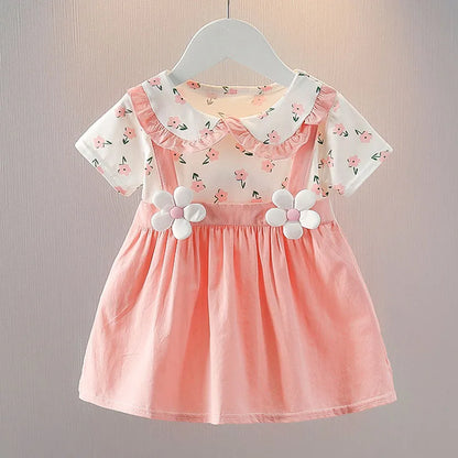 Summer Baby Girl Dress Doll Collar Princess Costume Wedding Birthday Party Outfit Toddler Girl Clothing Children Lovely A1087